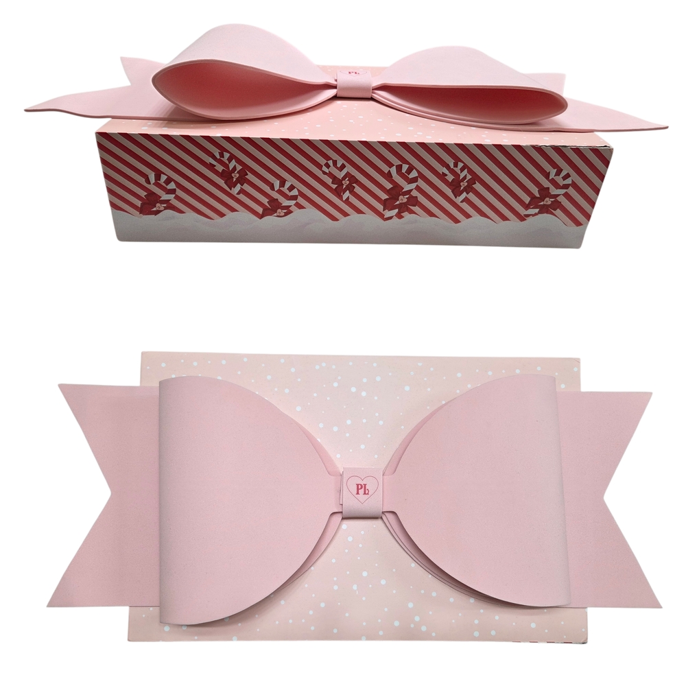P.LOUISE Christmas XL Gift Box Candy Canes w/Bow Pink Red 16.25 x 10.5 x 4 NEW